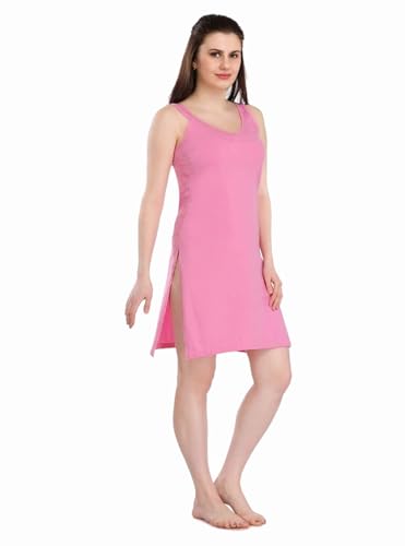 Image of H & C Cotton Camisole Long Slip for Women, Full Length Inner Slip Lining for Kurtis, Kurta, Samij for Women, Knee Length Inner Wear /Sameez /Kurti Slip /Round Neck