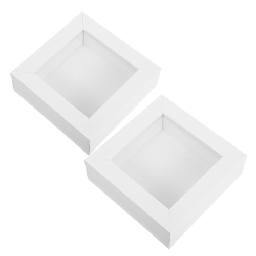 IMIKEYA Cornice per foto 3D cava da tavolo, 2 pezzi, 10 x 10 cm, colore: bianco con scatola di ombra trasparente per foto e artigianato, supporto per cornici da tavolo, decorazione artistica