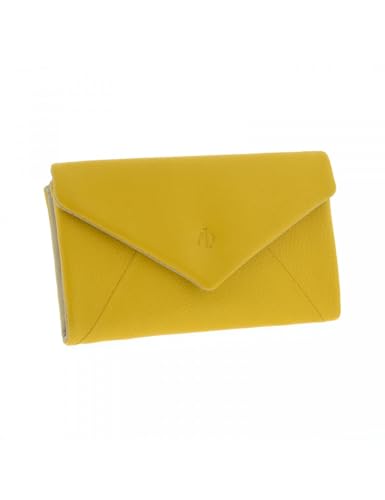 Portefeuille crème et jaune moutarde décontracté 18x11x3 cm