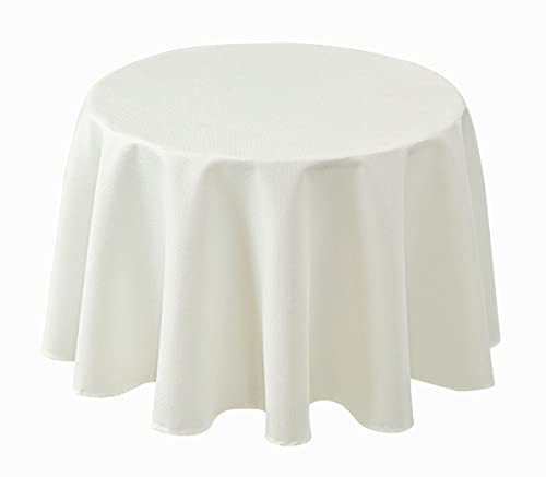 Biscaynebay Textured Fabric Round Tablecloths 70", Ivory Water Resistant Table Cloth Circle Folding Table Covers for Dining, Kitchen, Wedding, Parties etc. Machine Washable by Biscaynebay - Used condition - US$12.02