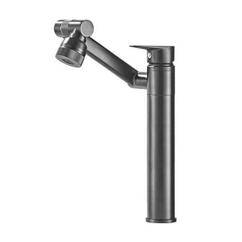 Mitigeur de lavabo rotatif 360 degrés eau chaude et froide gris