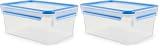 Emsa 508546 Clip & Close | Rechteckige Frischhaltedose | mit Deckel | 3.7 Liter | Transparent/Blau (Packung mit 2)