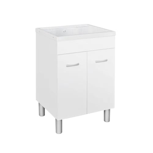 Dianhydro Lavatoio in nobilitato con Vasca in ABS 45x50x90cm, Legno ingegnerizzato, Bianco, Standard