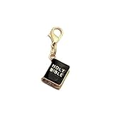 Religious Zipper Pull Charms, Crosses, Bible Charms, Devout, Holy Clip On Charms, Religious Jewelry (3. Black Bible (Black & Gold))