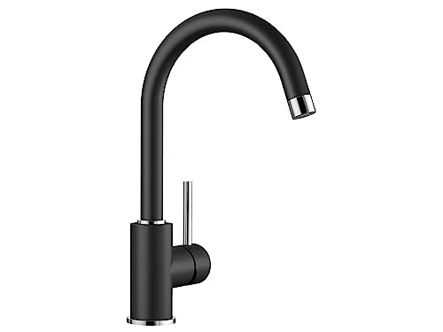 BLANCO Mida | Kitchen Mixer tap in silgranit Black | High-Pressure | Non-Return Valve | Ceramic Cartridge | Assured Water Quality & Water-Saving | [10.6x18.5x32.7 cm]
