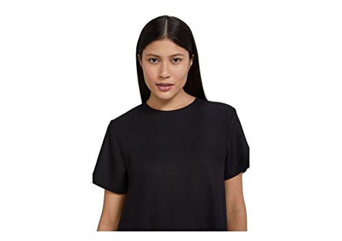Vestido Midi Manga Curta Com Franzidos - Preto M
