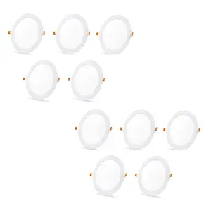 D'Mak 6 Watts Led Round False Ceiling/Recessed Panel Light For Pop (Warm White/Yellow, Pack of 10, Prong)