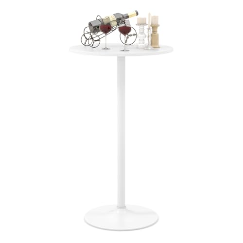 COSTWAY Round Bistro Table, Height Adjustable Bar Height Cocktail Table, High Top Pub Table Snack...