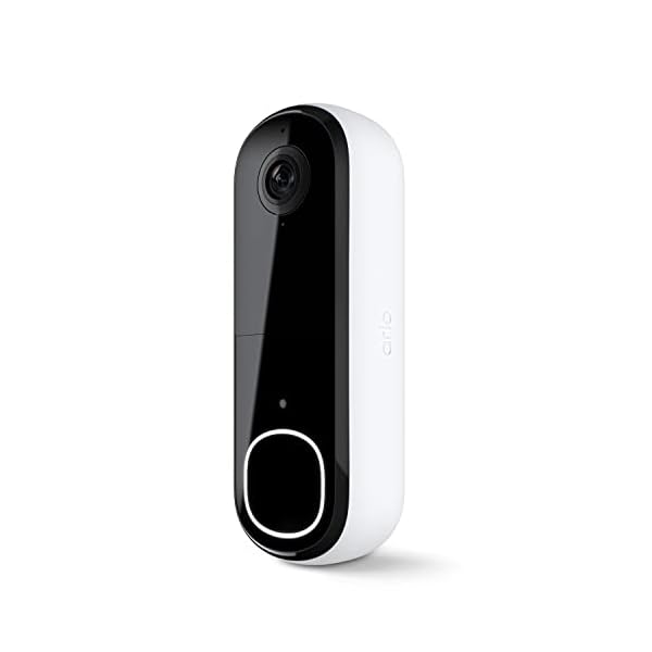 Arlo Video Doorbell 2K | 2nd Gen | Wireless/Wired Option, 2-Way Audio, Night Vision, Head to Toe Video View, Integrated Siren | Live Stream | Real Time Notifications |180 Deg Wide View, White