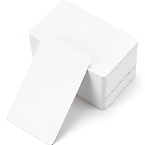 Sandphyrre 100 Pcs Blank Kraft Cards White Business Message Cards Blank Flash Cards for Learning Study DIY Memory Games Notes and Gift Tags - 3.5 x 2 inch (8.8 x 5.2 cm)
