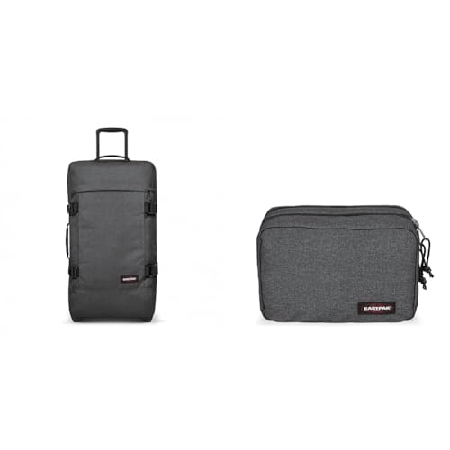 Valise Eastpak Tranverz M Black Denim 78L et sa trousse Mavis assortie