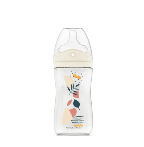 DODIE Biberon Tétine multi-perforée anti-coliques - 270ml - ROSE - 3+ mois - tétine biomimétisme débit 2