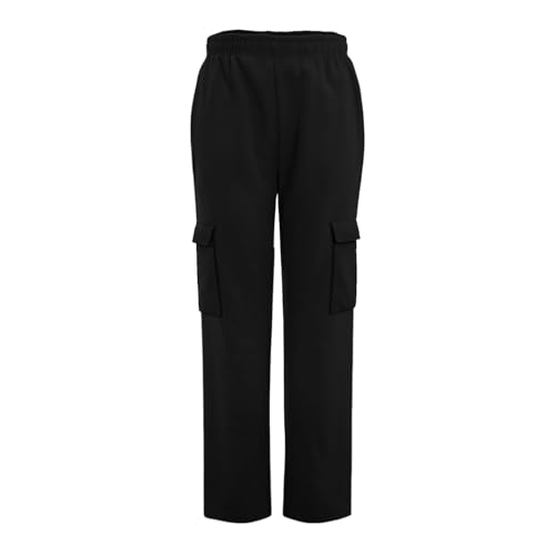 Girls Baggy Cargo Pants Solid Comfy Sweatpants Kids Straight Wide Leg Athletic Joggers Casual Pants with Pockets4