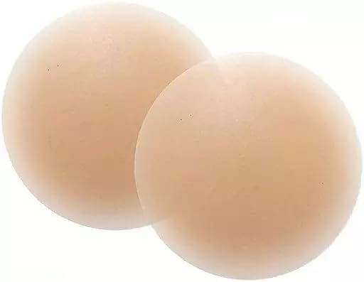 Women's & Girl's Reusable Nipple Cover - 2 Silicone Nipple Cover Bra Pad - Adhesive Reusable Nipple Pads - Thin Silicone Nipple Cover Pasties(Free-Size), Beige-Pack-of-1 (2 cover)-image-44