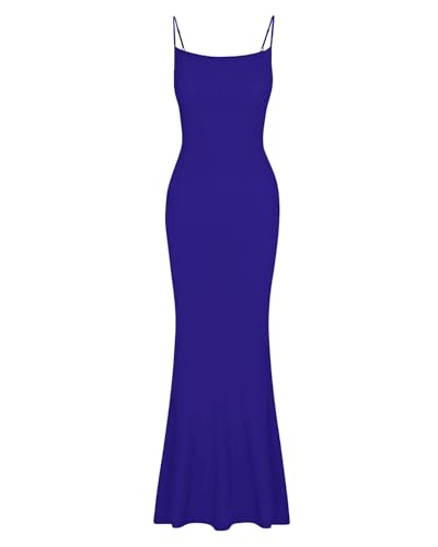Image of AUSELILY Womens Bodycon Maxi Dress Square Neck Sexy Slip Long Dress | Sleeveless slip design with a long skirt line, Going out dress for celebrations, Style with heels