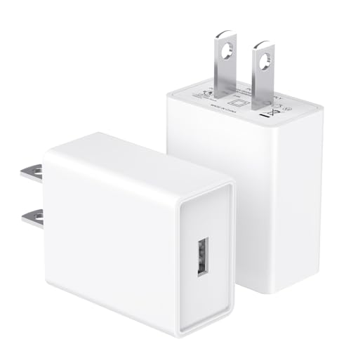 USB Wall Charger Block Plug 2Pack 5V 2A AC Power Adapter UL Certified Fast Charging Cube Brick Home Travel Use for iPhone 11/12/13/14/15/16/17 Pro/Pro Max/Plus XS/XR/X Watch Series 8/7 Tablet Kindle