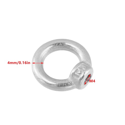 Image of Antrader M4 Lifting Eye Nut for Boating /Industrial Use,Stainless Steel | Metric Ring Shape Lifting Eye Nut,Ideal for construction,engineering,metallurgy