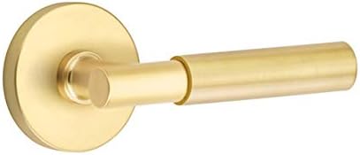 Emtek Passage Set, Disk Rosette, Myles Lever, (Right Hand, Satin Brass)