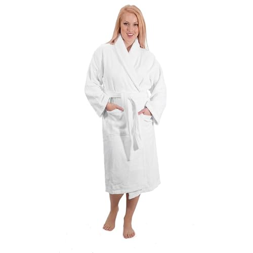 Classic Turkish Towels CTT - Luxury 100% Turkish Cotton Terry Cloth Bath Robe for Women & Men, 400 GSM Soft & Plush Long Robe2