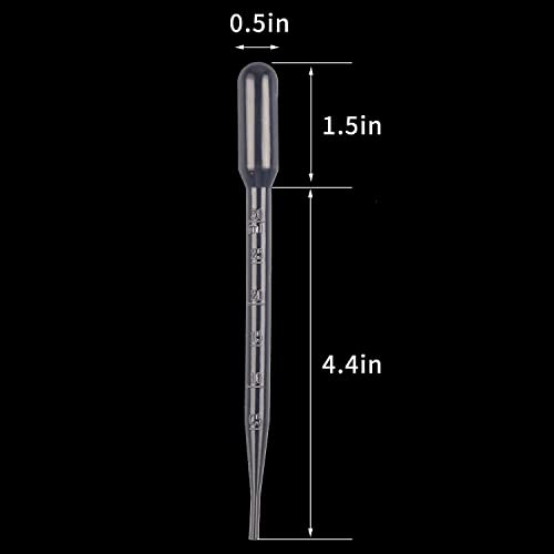 Image of Plastic Transfer Pipettes 3ml - Disposable Graduated Dropper for Laboratory, Essential Oils, Crafts & Daily Use (Pack of 100)