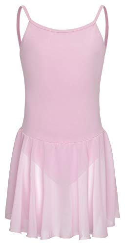 tanzmuster Maillot de Ballet Maggie de algodón de Tirantes Finos con faldita de Gasa para niñas en Rosa, 104/110 (5-6 años)