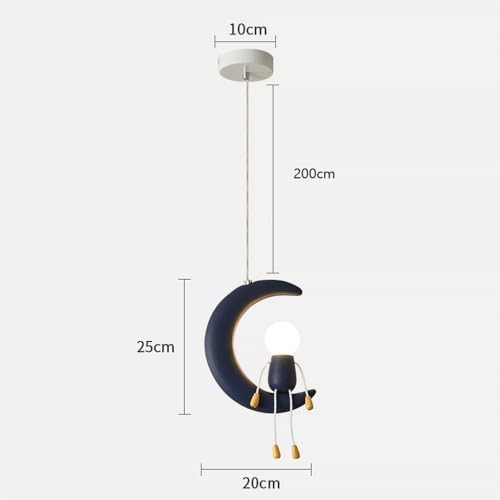 Lámpara colgante de luna con altura ajustable y base E14 para decoración de cuartos 4