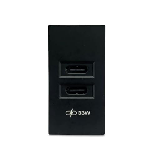 Image of MX USB Charger 33W GaN Dual USB-C Modular Module | USB-C PD Fast Charging Socket | 22.5x45mm Modular Plate | Wide Input 90-270V AC for Home & Office Installations