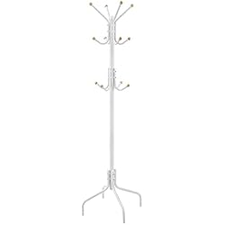 Jysk Perchero De Pie SONGMICS Perchero de Pie, Perchero de Metal con 12 Ganchos, 4 Patas, para Colgar Abrigos, Sombreros y Bolsos, para Entrada, Dormitorio, Oficina, Blanco RCR031W01