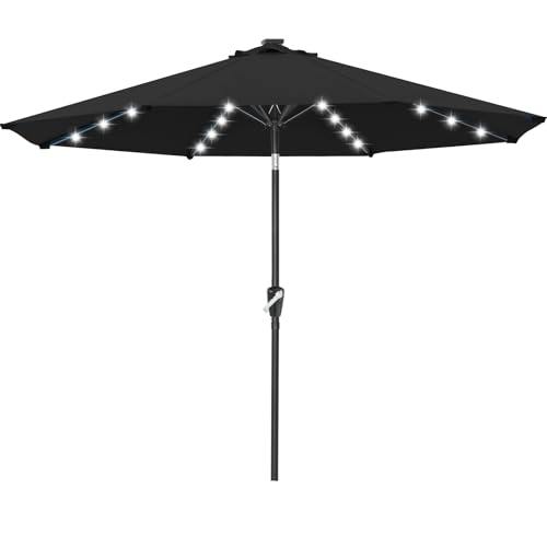 Image of ABCCANOPY 10FT Durable Solar Led Patio Umbrellas with 32LED Lights (Jet Black)