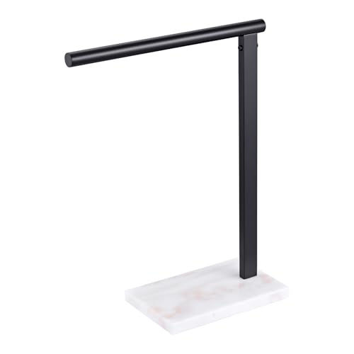 Image of KOKOSIRI Hand Towel Rack Stand Towel Holder with Steady Marble Base for Bathroom Vanity Countertop, Matte Black Stainless Steel 15.7'' Height THS0006-BK