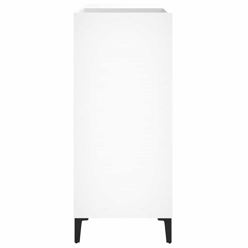 Szafka panelowa, biała, 84,5 x 38 x 89 cm, z materiału drewnopochodnego, witryna, miejsce do przechowywania płyt winylowych, z metalowymi nogami i stabilną płytą górną