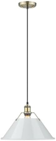 Golden Lighting 3306-L AB-DB Orwell - 1 Light Large Pendant-10 Inches Tall and 14 Inches Wide, Finish Color: Aged Brass, Shade Color: Dusky Blue, Installation: Traditional