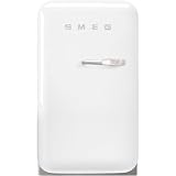Smeg, FAB5LWH6 Frigorifero Minibar Vintage una porta, 34L, Cerniere a sinistra, Freddo Statico, 2 ripiani regolabili, portabottiglie e illuminazione LED, H 72,5 cm, Bianco