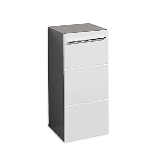 Stella Trading Gloss Badezimmer Kommode in Anthrazit, Weiß Hochglanz -...