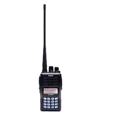 Kit de estación de Radio portátil VHF/UHF PNI Alinco DJ-500-E Potencia Ajustable, 200 Canales, 1500 mAh, Talk Around, VOX, Tot, CTCSS, DCS, Radio FM + Sticky Pad Azul de Regalo