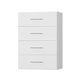 ROOMTEC 19.5" 4 Drawer Short Tower Closet Unit, Modular Closet System with Drawers and Shelf, Wardrobe Organizer for Bedroom or Walk-in Closet, Wall Mounted, Customizable Clothes Storage Unit, White