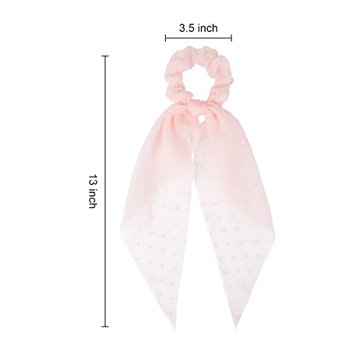 2 Pcs Hair Scrunchies Scarf Pink Blue Hair Ribbon Satin Bow Silk Elastic Hair Tie Bands Large Ponytail Holder Accessories For Women Girls #TOP1