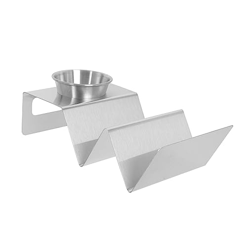 1 Set Tortilla Stand Corn Tortillas Serving Tray Taco Holder Taco Shell Stand Home Taco Rack Oven Tray Mexican Pancake Stand Stainless Steel Taco Rack Taco Stand with a Cup Silver FUNOMOCYA