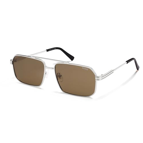 Image of SOJOS Retro Polarized Square Sunglasses for Women Men Vintage Large Double Bridge UV Protection Metal Sun Glasses SJ1246