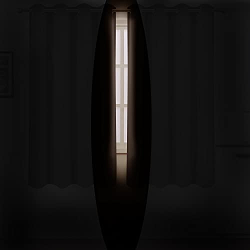 Image of LEMOMO Chocolate Brown Blackout Curtains 52 x 63 Inch Length /Set of 2 Curtain Panels /Thermal Insulated Room Darkening Blackout Curtains for Bedroom