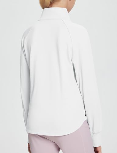 Baleaf BALEAFBFY071AGBA04F0304 Girls Fleece Fall Jackets Kids Long Sleeve Shirts Thermal Half Zip Sweatshirts Zipper Pockets Athletic Soccer White M thumb #4