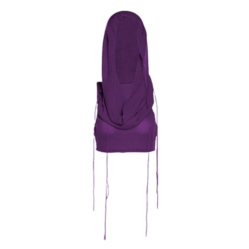 Image of Women's Knitted Hoodie Sweater Vest Sexy Sleeveless Hollow Out Hooded Crop Top Draped Sweatshirt Streetwear