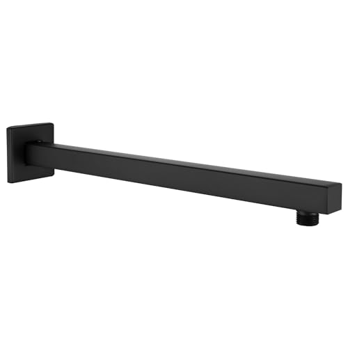 Image of TOSCH Stainless Steel 304 Rectangle Premium Shower Arm for Overhead Showers with FLANGE (21 Inches, Black Matte Finish) (Only Shower Arm)