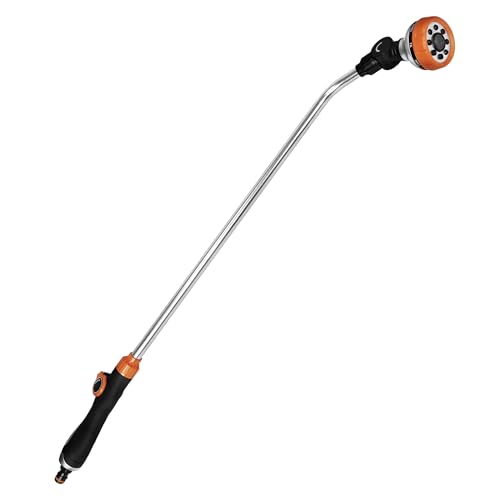 Diivoo Watering Lance, Hose Pipe Spray Gun Metal, Hose Nozzles for Garden Sprinkler Irrigation and Cleaning, Thumb Control, Hose Wand with 8 Spray Patterns for Plants, Flowers, Car, 33 Inch Long