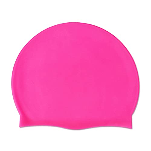 Doovid Swim Caps for Women Men Waterproof Silicone Swim Cap Ear Protection Long Hair Sunscreen Swimming Cap Rose Red One Size - Thumbnail 2