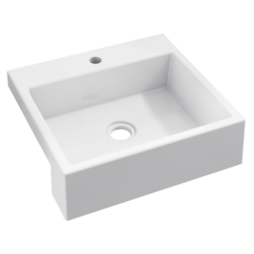 Cuba Pia De Semi Encaixe Branca Quadrada 39x37cm Quartzo Para Banheiro Beltempo