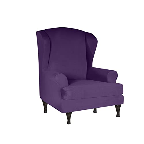 Funda elástica para sillón orejero protector elástico lavable morado 2
