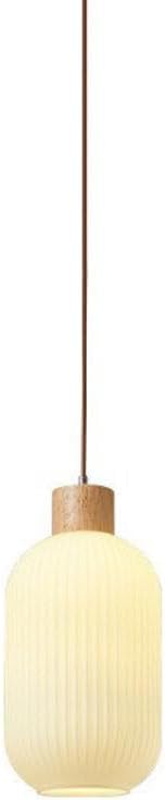 Suspension Rétro Japonaise E27 - Luminaire Plafonnier Bois Verre