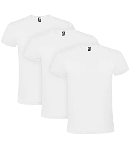 Pack 3 Camisetas Algodón Colores Manga Corta 150g Algodón Blanca L