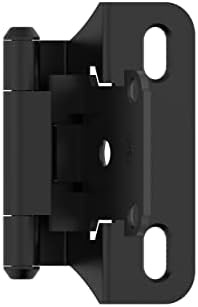 Amerock BPR7566FB | Cabinet Hinge | 1/4 in (6 mm) Overlay Self Closing Partial Wrap | Matte Black | Kitchen Cabinet Door Hinge | 1 Pair/2 Pack | Functional Hardware